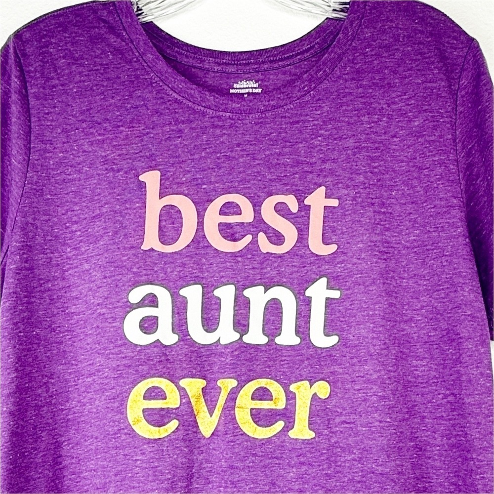 Way To Celebrate Best Aunt Ever Purple Graphic Tee Shirt Womens Medium 8-10